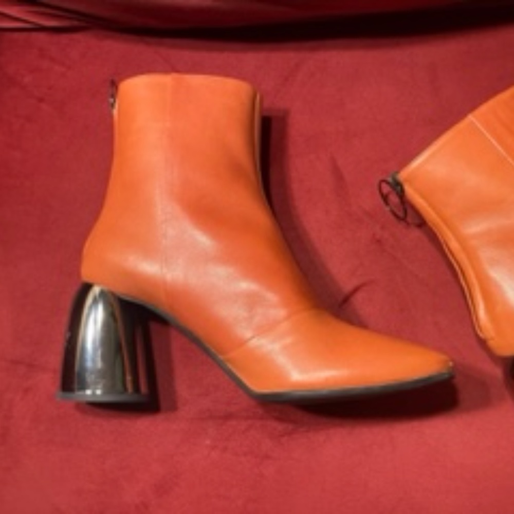 Ellery Brown Chrome Heeled Booties